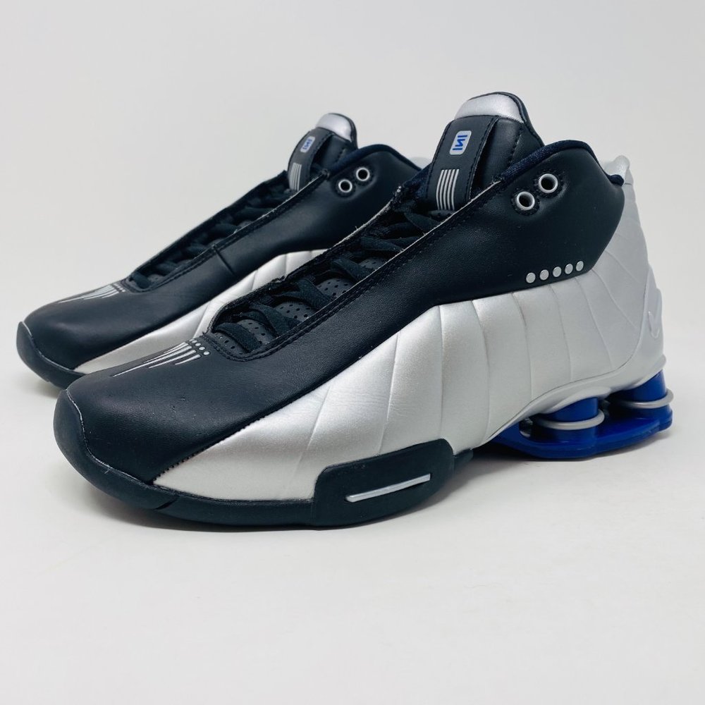 Nike Mens Shox BB4 Retro Black Silver Low Top Lace Up Basketball Shoes Size 8 - Picture 2 of 7